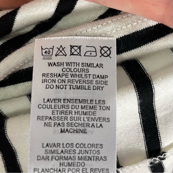 ASOS Bardot Off Shoulder Dress in Stripe with Short Sleeve - Picture 6 of 6